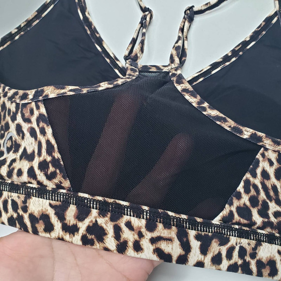 Zyia Active Brilliant Mesh Leopard Print Sports Bra M Brown Black Mesh - Picture 7 of 10